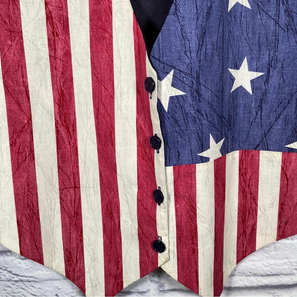 Vintage 111 Main Patriotic Stars & Stripes American Flag Vest Size S/M - Picture 4 of 10